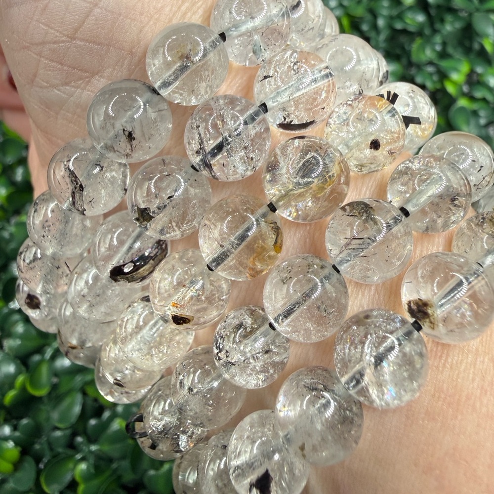 10mm Polished Herkimer Diamond Beaded Bracelet - Picture 7 of 8